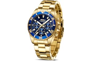 HANPOSH Mens Watches Chronograph Stainless Steel Analog Quartz Watch Waterproof Men's Wrist Watches Business Casual Fashion Watch for Men