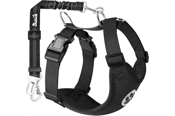 SlowTon Arnés de Coche para Perro con Correa de Conector, multifunción, Ajustable, Doble Tejido de Malla Transpirable, arnés de Chaleco de Viaje con cinturón de Seguridad