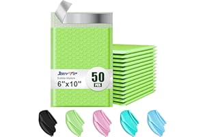 JOLLYTRIP 6x10 Poly Bubble Mailers,50 Pack Padded Envelopes for Shipping,Usable Size 6x9 Opaque Mailing Envelopes Bubble Padded for Mailing,Packaging, Small Business (Light Green)