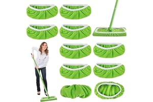 DRUFOFUL 10 Pièces pour Swiffer Chiffons De Sol Humides Et SèChe en Microfibre Kit,25,4x11,5cm RéUtilisables Mop pour Swiffer Sweeper, pour AdaptéEs à Tous Types De Sols