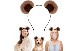 Tyqour Öron-pannband för vuxna kvinnor - bruna, realistiska björnöron - festival, cosplay och fest - en storlek passar de fle