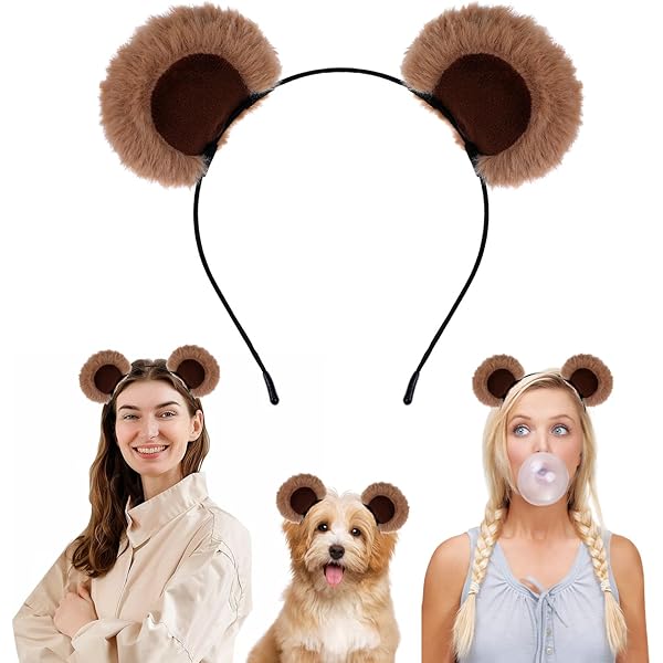 FUIPVGI 8 Stks Beer Oorbanden, Halloween Chipmunk Haarband, Teddy Beer Oor Haarband, Ronde Muis Beer Oor Pluche Haarband, voor Maskerade, Feest, Dagelijkse Verkleedpartij, Fotografie, Cosplay (Bruin