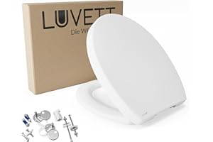 LUVETT® WC-Sitz C210 inkl. 3 Edelstahl Montagelösungen & Absenkautomatik Softclose, Made in EU, antibakterielles Duroplast, Toilettendeckel abnehmbar, Form:Oval