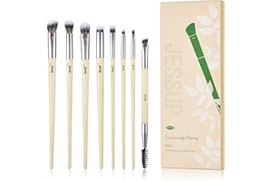 Jessup set de brochas para sombras de ojos, 8 brochas de maquillaje ojos Premium libre de crueldad para sombras de ojos, corrector, delineador de cejas, kit de pinceles maquillaje ojos T328