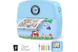 CNAPXAIA Sofortbildkamera Kinder, 2,4" Kinderkamera Sofortdruck mit 32GB Karte & 3 Rollen Druckpapier, Fotokamera Geburtstagsgeschenk für Jungen Mädchen ab 3-12 Jahren (Blau)