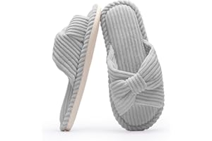 Chantomoo Pantofole da Donna in Memory Foam per la Casa Camera da Letto Bagno spa Matrimonio Viaggio Ospedale Open Toe Velluto a Coste Pantofole Antiscivolo Accoglienti Confortevoli
