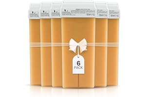 DERMAWAX 6 x 100 ml arganowy wkład do wałka woskowego, zestaw uzupełniający do woskowania z paskami woskowymi, skóra wrażliwa, idealny do nóg, ramion, pod pachami, klatki piersiowej i pleców, 600 ml