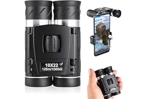FUNMO Jumelles Puissante pour Adultes et Enfants, Mini Jumelles 10X22 Compactes d'Extérieur Pliable avec Prisme BAK-4 Objectif FMC pour Voyage Randonnée en Plein air Camping Chasse Concert Opéra Sport