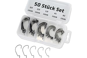 PISCORUSH Anzuelos de gusano compensados, anzuelos de pesca de lubina, ganchos de gusano de acero de alto carbono, anzuelos de gusano suaves, anzuelos de pesca de lubina, trucha