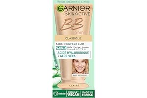 GARNIER Skin Active - BB Cream - Cuidado perfeccionador todo en 1 - Unifica, matifica e hidrata - SPF 25 - Ácido hialurónico y aloe vera - Vegano y libre de crueldad animal - Combinación a piel grasa