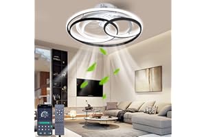 Saalu Holz Deckenventilator mit Beleuchtung, LED Deckenleuchte mit Ventilator App und Fernbedienung Fan Deckenlicht Unsichtbares Leise Deckenlampe für Esszimmer Wohnzimmer Schlafzimmer (C)