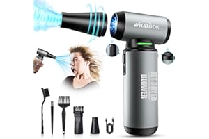 WHATOOK Skompresowany odkurzacz powietrza PC, 200000 obr./min, elektryczna dmuchawa powietrza do czyszczenia komputera, super moc, 3-biegowa, regulowana, mini, metalowa, bezprzewodowa, dmuchawa powietrza do