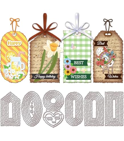 Fustelle Metalliche Per Scrapbooking Demiawaking - Set Cornici E Tag Per Biglietti Fai Da Te - Foto 6