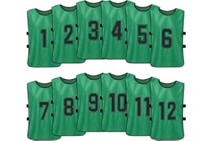 ERYUE Gilet, 12 PCS Adultes Football Pinnies Maillots De L'équipe De Football À Séchage Rapide Jeunes Sports Scrimmage Formation De L'équipe De Football Dossards Numérotés Pratique Gilet De Sport