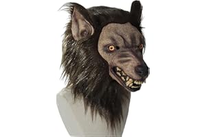 Obelunrp Maschera per testa del lupo, maschera di lupo mannaro dell'orrore realistico, maschera in lattice a testa piena di mostri per adulti i costumi di Halloween