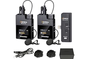COMICA Microphone sans Fil pour iPhone, BoomX-DMI2 2.4GHz Microphone Lavalier sans Fil, Système de Microphone sans Fil pour vlogging, podcasting, Enregistrement vidéo et Youtube Live-Streaming