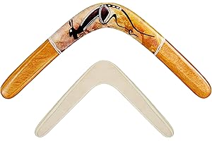 The7boX Boomerang aus Holz, klassisches Design, mit bunten Kunstwerken, Outdoor-Spielzeug für Camping, Hinterhof, Picknick, 2 Stück