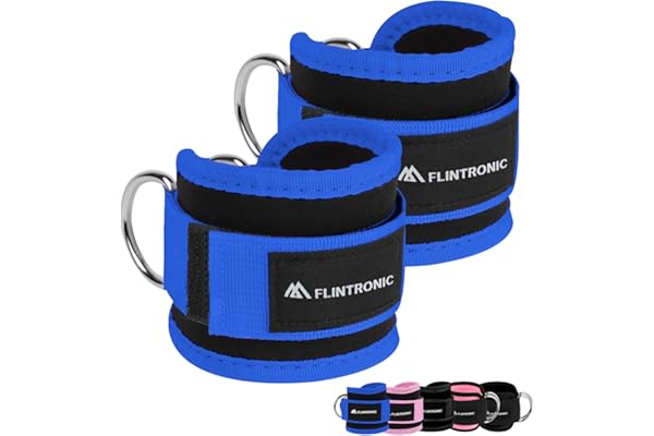 flintronic 2PCS Tobilleras Poleas Gym, Tobillera para Polea con Doble Anilla en D Correa para Tonificar Músculos, Entrenar Piernas y Glúteos para Hombres y Mujeres