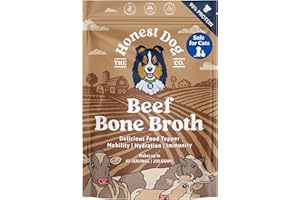 THE HONEST DOG CO Honest Dog Co. Beef Bone Broth for Dogs & Cats | Packed with Collagen & Protein for Joint Health & Digestion | Food Topper & Gravy for Picky Eaters | 200g (up to 40 Servings)