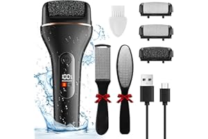 Lima Eléctrica Pies Durezas,Ribitek Profesional Quita Durezas para Pies Electrico Callos Pies Eliminar,Lima Pies Durezas Eliminar Recargable e Impermeable con 3 Rodillos y 2 Velocidades