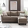 groovecraft Eloy Wooden 3 Seater Convertible Sectional Sofa L Shaped Couch for Living Room (Premium Velvet, Beige)