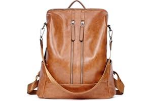 CLUCI Sac à dos Femme Souple Cuir Mode Etanche Sac Bandoulière Voyage Sac d'épaule Marron