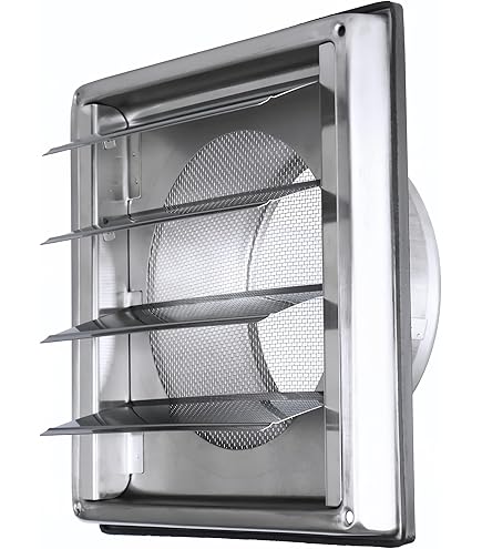 QWORK® ventilatierooster 100 mm gemaakt van roestvrij staal 304 - weerbestendig rooster met terugslagklep - wand- en plafondmontage
