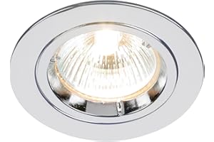 Betta Lighting Recessed Lighting – GU10 LED Spotlights for Ceiling – IP20 Downlights Mains Powered Ceiling Spots for Kitchen Bedroom Lounge - Halogen or LED – Fixed Version, Chrome Finish