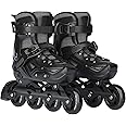 Beauenty Size Adjustable Inline Roller Skates for Boys Girls, Light Up Wheels Roller Skates All Round Impact Resistant Shell for Kids Teens Adults