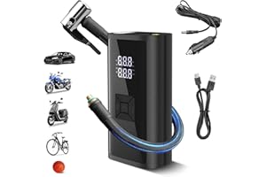 Compressore Aria Portatile,Lytool Mini Compressore Aria Portatile Elettrico,150PSI 12V DC 6000mAh,con Luce LED,Schermo LCD Digitale,Accessori Auto per Gli Uomini per Bici,Auto,Moto, Monopattino,Palla