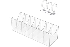 AMZENTIALS - Rangement Ceinture | Système de Rangement pour Ceintures avec 7 Compartiments et 3 Supports pour Montres Inclus, Acrylique | Accessoire Dressing | Range Ceinture | Organisateur Ceinture