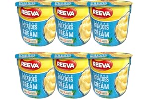 Instant Mashed potatoes Pots Halal Certified Mashed Potato Pot 40g | FabFinds Mug (6 Pack, Cream)