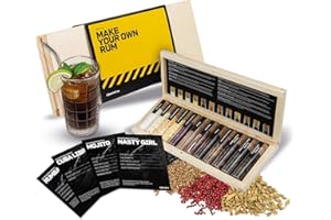 DIBYS Mini Rum Infusion Kit | Rum Making Kit with 12 Rum Botanicals, 4 Recipe Cards, Spice Guide & Elegant Wooden Box | Rum Lovers Gifts for Men & Women | Make Your Own Rum Cocktail Kit