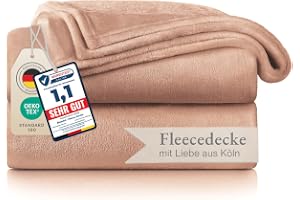 Blumtal fleecefilt 150 x 200 – pulverrosa pläd med Oeko-TEX®-certifierad, pläd för soffa, kokong pläd – tjock fleecefilt, flu