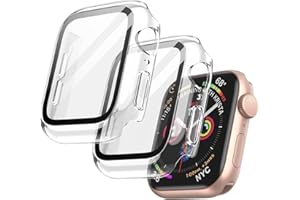 JETech Etui z Ochraniacz Ekranu dla Apple Watch SE 3/2/1 (2025/2022/2020) / Series 6 5 4 44mm, Ogólnie Ochrona Case, Wbudowana Folia Szkło Hartowane Film Wysoka Czułość, 2 Sztuki (Przezroczyste)