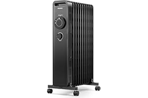 PELONIS Radiador de aceite con termostato regulable, con 3 posiciones de calor, termostato regulable, protección contra sobrecalentamiento y vuelco, 6 aletas, Eficiencia energética, 2,3 kW, 15 m2