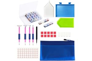 JUSONEY 5D Diamond Painting Kit- 31 Pieces DIY Diamond Painting Accessories Pack with 28 Slots Diamond Embroidery Box Ceramic Tweezers Pens Toolbox for Diamond Art Accessories