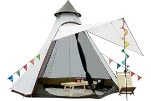 TentHome Waterproof Double Layers Teepee Tent Outdoor Camping 3.1M/10ft Family Tent Pyramids Indian Tent With fixed Groundsheet