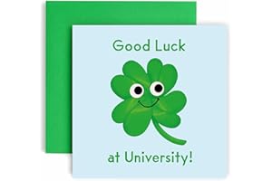 Huxters University Good Luck Gifts for Colleagues Women Men - Good Luck at University - Four Leaf Clover - Sorry Your Leaving Good Luck at Uni - Gifts Congratulations Card - 14.8cm (University)