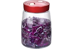 Demeuble Bocal de fermentation en verre à large ouverture 1,4 l avec valeur de libération d'air pour la conservation de la choucroute, kimchi, cornichons, yaourts