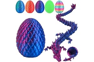 TANTANBEAR 3D Drachenei mit Drache, 30 cm Bewegliche Gelenke Drachen Spielzeug für Home Office Desk Decor, Playmobil Figuren für Kinder und Erwachsene, Laserviolett