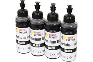 TONER EXPERTE® 4 x 100 ml (4 NERO) Universale Ricarica Inchiostro sostituire per CANON HP BROTHER LEXMARK DELL RICOH compatibili per Cartucce e sistema CISS | Alta Qualità
