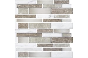 Art3d 10 Sheets Premium Self-Adhesive Kitchen Backsplash Tiles in Marble, 30 * 30cm