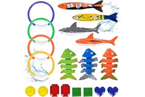 YHmall 19 Pezzi Giocattoli per Immersioni in Piscina, Anelli per Immersioni Set per Bambini, con Gemme per Anelli per Immersioni di Siluri, Regali di Compleanno per Bambini Ragazzi Ragazze