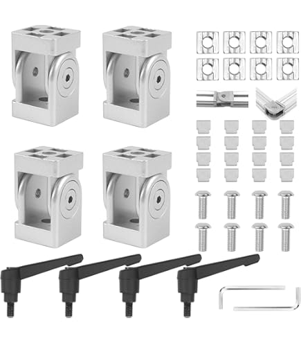 Connettori Angolo Regolabile In Alluminio JiGiU - 2 Pezzi Per Profili 40x40, Rotazione 180° - Foto 5