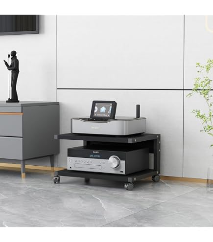 HiFi Rack Plattenregal 4-stufig – Verstellbares Plattenspieler Schrank TV Regal Schwarz H40x50cm