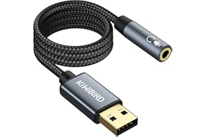 ‎KIWIBIRD KiWiBiRD USB auf 3,5mm Klinke Audio Adapter, USB Kopfhörer und Mikrofon Adapter, Headset Aux auf USB Stecker, TRRS 4-polig, Externe Stereo Soundkarte kompatibel mit PS4, MacBook, Windows PC - 1,2m