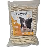 Bestpet Twisted Stick White,%100 Doğal Deri Beyaz Burgu K&ouml;pek &Ouml;d&uuml;l &Ccedil;ubuğu 350 gr