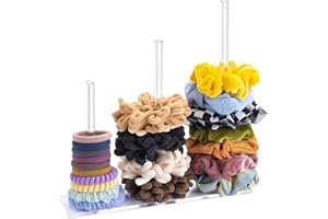 Aiyraa 1-Pack 3-Tiers Acrylic Scrunchie Holder Stand Stand Hair Ties Organizer Vertical Space Saving Storage Headbands Display with Decorative Visual Appeal for Women Teens