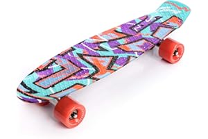 meteor Skateboard Mini Cruiser Retro Board Completo con Cuscinetti ABEC-7 e Ruote PU Ideale per Bambini Adolescenti e Adulti Ragazzo e Ragazza
